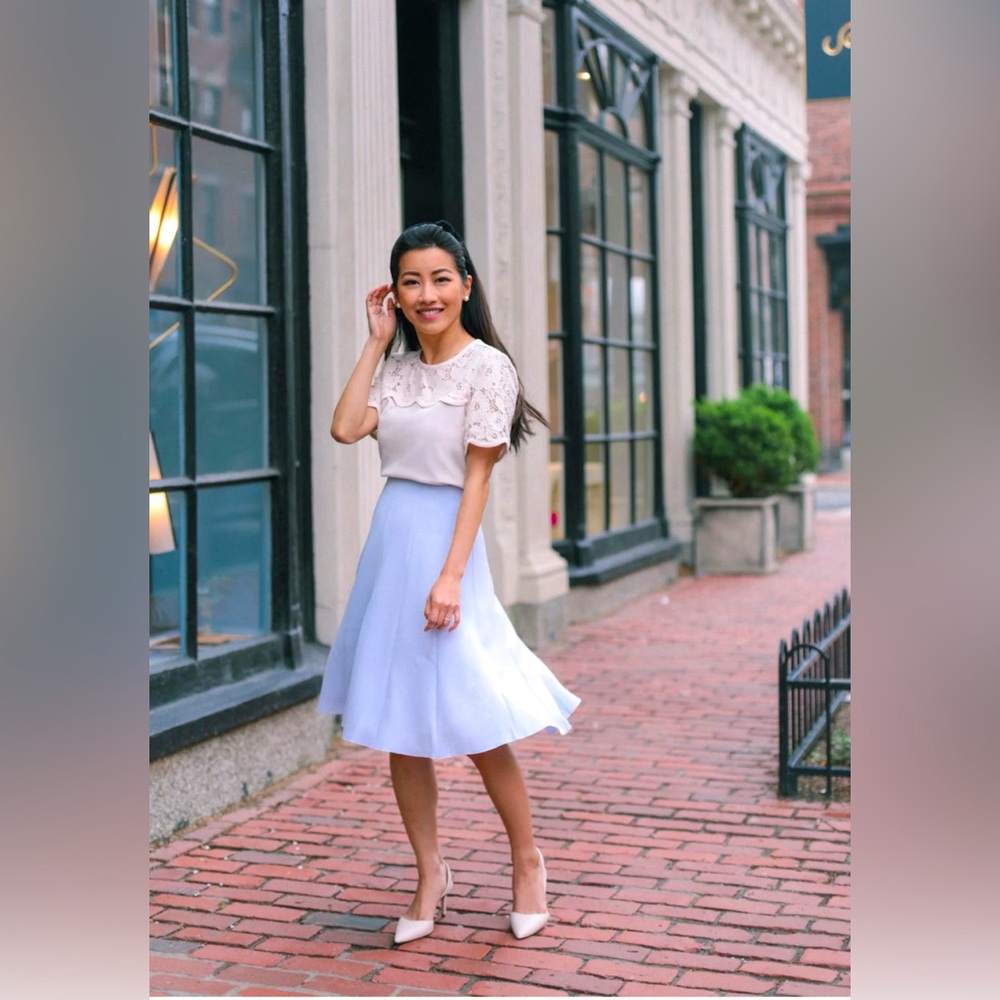 Ann Taylor Light Blue Midi Skirt